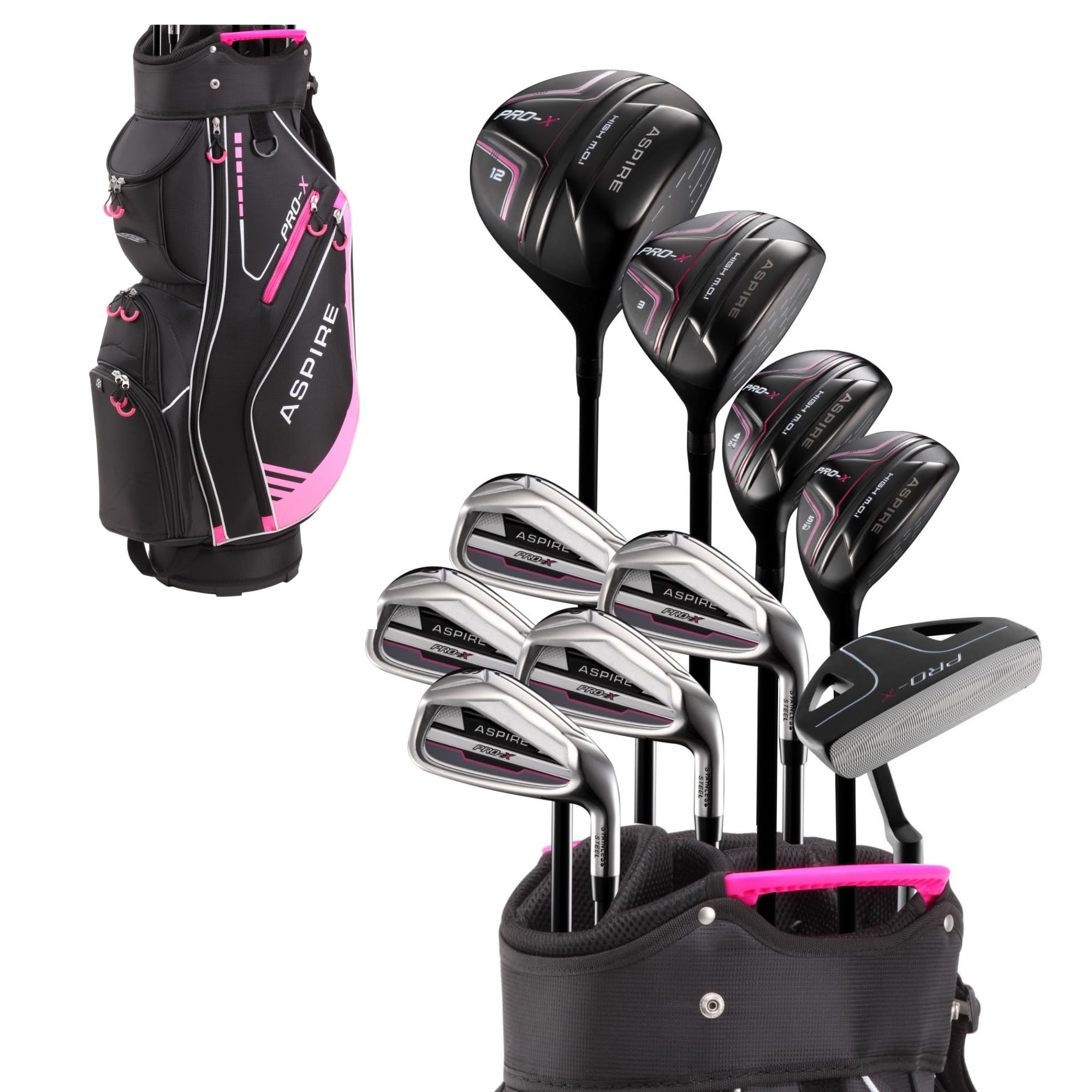 レディース　ゴルフセット　クラブセット　ドライバー　フェアウェイウッド　アイアン Amazon.co.jp: Aspire PRO-X レディース 右利き用 ゴルフクラブ一式